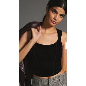 Anthropologie Velvet Corset Top Sz M Whimsigoth Victorian Dark Romantic Vamp